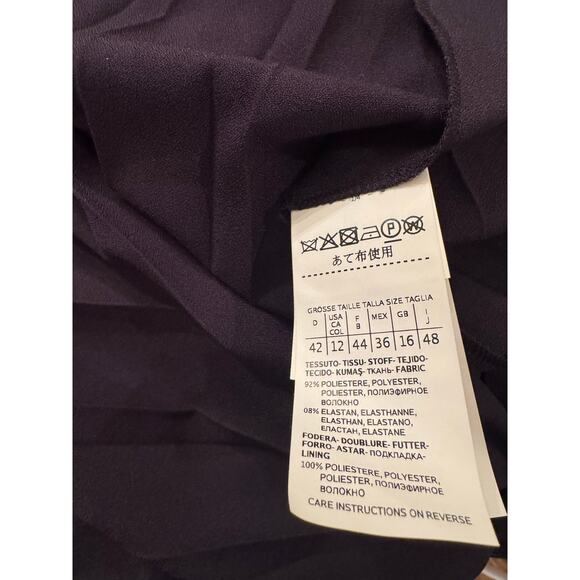 Marella Side Tie Pleated Dress Navy Blue Women's Size 12 Sleeveless‎ Calcina - Picture 10 of 15